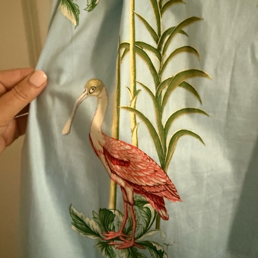Ann Taylor Factory Blue Flamingo Print A-Line Skirt - Picture 2 of 3